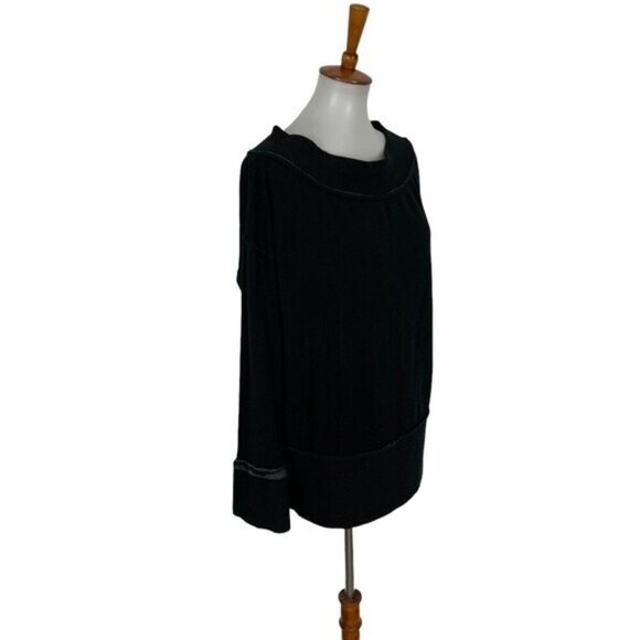 Stateside Pullover Sweater Medium Black Minimalist Cozy Loungewear - Picture 4 of 7